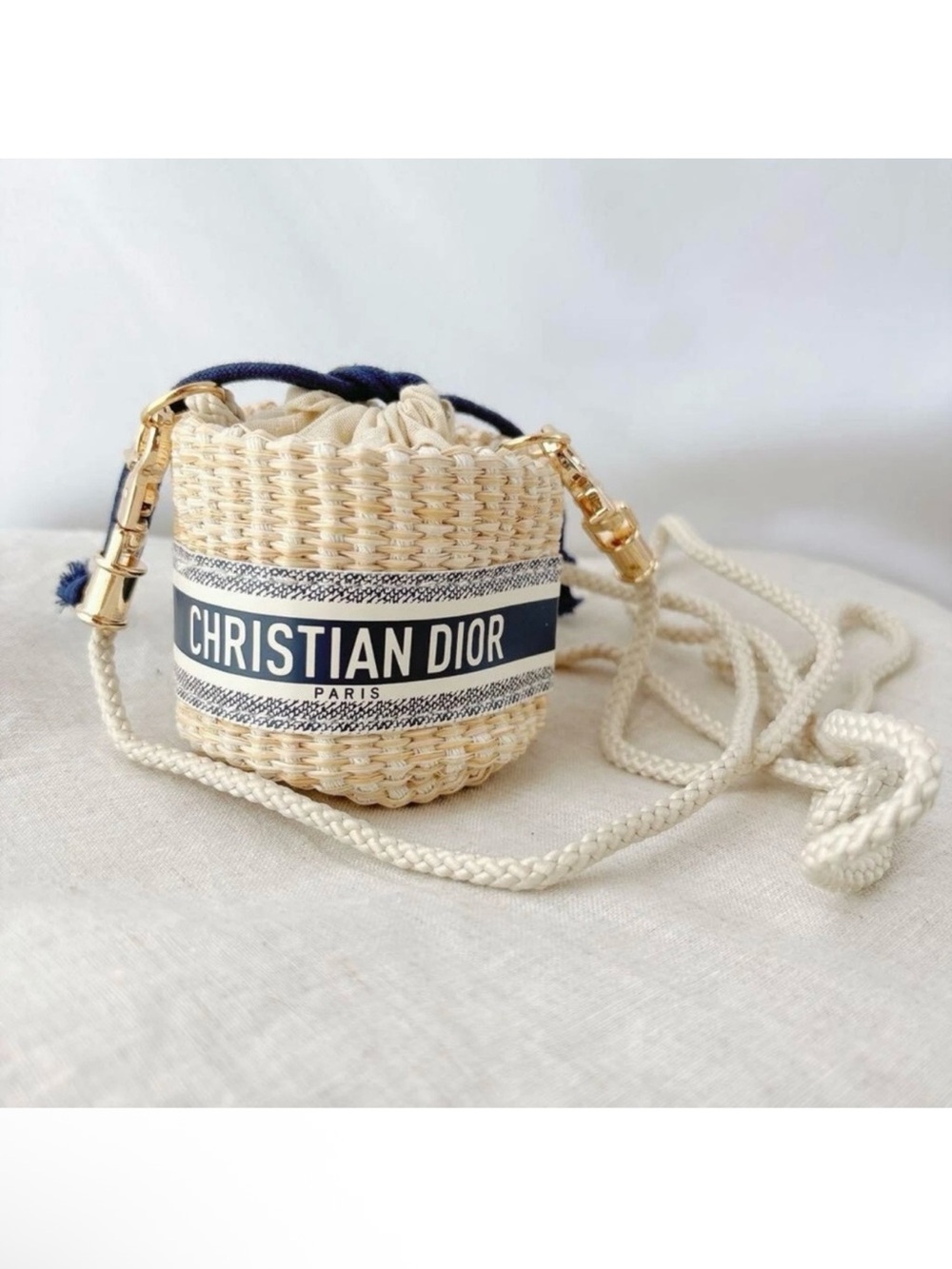 Christian Dior Straw Pouch Mini Shoulder Bag VIP Japan Limited W/ Gift Box